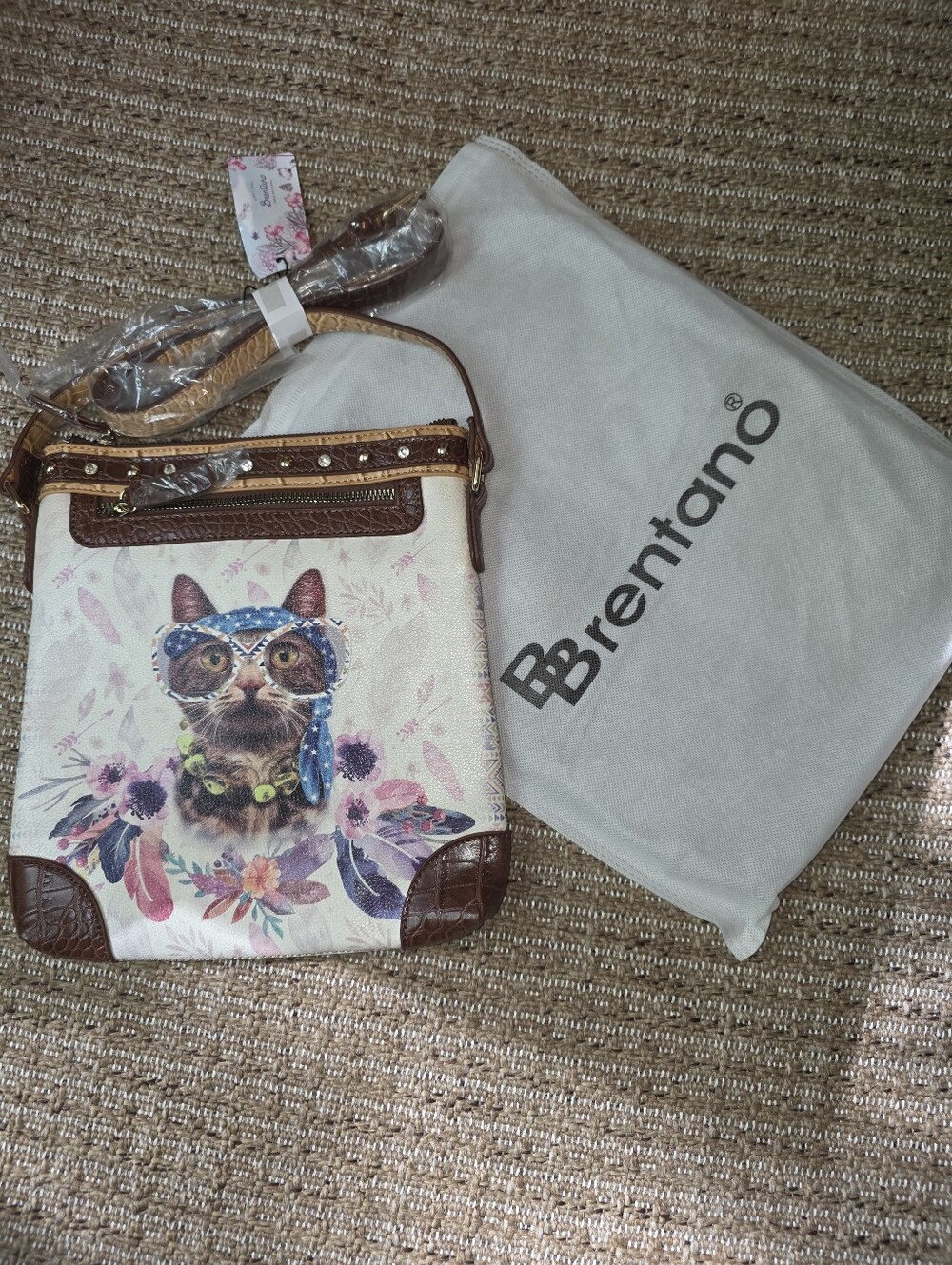 Brentano Cat Crossbody Purse NWT And Dust Bag